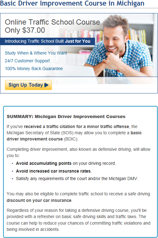 michigan basic driver improvement course quizlet